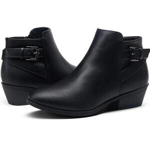Vepose Women's Ankle Boots Low Heel Western Black Booties Size 9